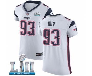 Men's Nike New England Patriots #93 Lawrence Guy White Vapor Untouchable Elite Player Super Bowl LII NFL Jersey