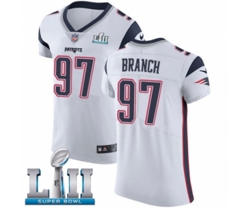 Men's Nike New England Patriots #97 Alan Branch White Vapor Untouchable Elite Player Super Bowl LII NFL Jersey