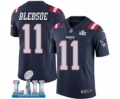 Men's Nike New England Patriots #11 Drew Bledsoe Limited Navy Blue Rush Vapor Untouchable Super Bowl LII NFL Jersey