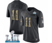 Men's Nike New England Patriots #11 Julian Edelman Limited Black 2016 Salute to Service Super Bowl LII NFL Jersey