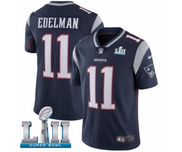 Men's Nike New England Patriots #11 Julian Edelman Navy Blue Team Color Vapor Untouchable Limited Player Super Bowl LII NFL Jersey