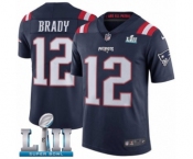 Men's Nike New England Patriots #12 Tom Brady Limited Navy Blue Rush Vapor Untouchable Super Bowl LII NFL Jersey