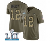 Men's Nike New England Patriots #12 Tom Brady Limited Olive Camo 2017 Salute to Service Super Bowl LII NFL Jersey