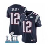 Men's Nike New England Patriots #12 Tom Brady Navy Blue Team Color Vapor Untouchable Limited Player Super Bowl LII NFL Jersey