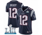 Men's Nike New England Patriots #12 Tom Brady Navy Blue Team Color Vapor Untouchable Limited Player Super Bowl LII NFL Jersey