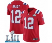 Men's Nike New England Patriots #12 Tom Brady Red Alternate Vapor Untouchable Limited Player Super Bowl LII NFL Jersey