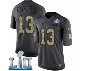 Men's Nike New England Patriots #13 Phillip Dorsett Limited Black 2016 Salute to Service Super Bowl LII NFL Jersey