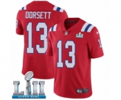 Men's Nike New England Patriots #13 Phillip Dorsett Red Alternate Vapor Untouchable Limited Player Super Bowl LII NFL Jersey