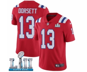 Men's Nike New England Patriots #13 Phillip Dorsett Red Alternate Vapor Untouchable Limited Player Super Bowl LII NFL Jersey