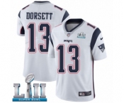 Men's Nike New England Patriots #13 Phillip Dorsett White Vapor Untouchable Limited Player Super Bowl LII NFL Jersey