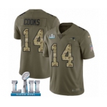 Men's Nike New England Patriots #14 Brandin Cooks Limited Olive-Camo 2017 Salute to Service Super Bowl LII NFL Jersey