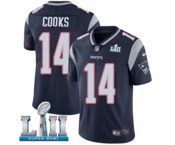 Men's Nike New England Patriots #14 Brandin Cooks Navy Blue Team Color Vapor Untouchable Limited Player Super Bowl LII NFL Jersey