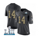 Men's Nike New England Patriots #14 Steve Grogan Limited Black 2016 Salute to Service Super Bowl LII NFL Jersey