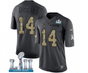 Men's Nike New England Patriots #14 Steve Grogan Limited Black 2016 Salute to Service Super Bowl LII NFL Jersey