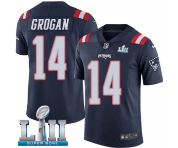 Men's Nike New England Patriots #14 Steve Grogan Limited Navy Blue Rush Vapor Untouchable Super Bowl LII NFL Jersey