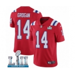 Men's Nike New England Patriots #14 Steve Grogan Red Alternate Vapor Untouchable Limited Player Super Bowl LII NFL Jersey