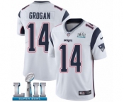 Men's Nike New England Patriots #14 Steve Grogan White Vapor Untouchable Limited Player Super Bowl LII NFL Jersey