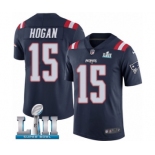 Men's Nike New England Patriots #15 Chris Hogan Limited Navy Blue Rush Vapor Untouchable Super Bowl LII NFL Jersey