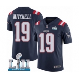 Men's Nike New England Patriots #19 Malcolm Mitchell Limited Navy Blue Rush Vapor Untouchable Super Bowl LII NFL Jersey