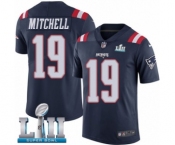 Men's Nike New England Patriots #19 Malcolm Mitchell Limited Navy Blue Rush Vapor Untouchable Super Bowl LII NFL Jersey