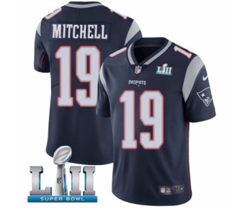 Men's Nike New England Patriots #19 Malcolm Mitchell Navy Blue Team Color Vapor Untouchable Limited Player Super Bowl LII NFL Jersey