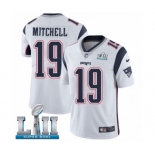 Men's Nike New England Patriots #19 Malcolm Mitchell White Vapor Untouchable Limited Player Super Bowl LII NFL Jersey