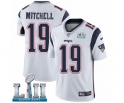 Men's Nike New England Patriots #19 Malcolm Mitchell White Vapor Untouchable Limited Player Super Bowl LII NFL Jersey