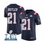 Men's Nike New England Patriots #21 Malcolm Butler Limited Navy Blue Rush Vapor Untouchable Super Bowl LII NFL Jersey