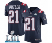 Men's Nike New England Patriots #21 Malcolm Butler Limited Navy Blue Rush Vapor Untouchable Super Bowl LII NFL Jersey