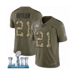 Men's Nike New England Patriots #21 Malcolm Butler Limited Olive Camo 2017 Salute to Service Super Bowl LII NFL Jersey