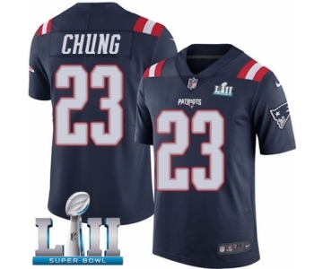 Men's Nike New England Patriots #23 Patrick Chung Limited Navy Blue Rush Vapor Untouchable Super Bowl LII NFL Jersey