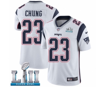 Men's Nike New England Patriots #23 Patrick Chung White Vapor Untouchable Limited Player Super Bowl LII NFL Jersey