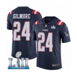 Men's Nike New England Patriots #24 Stephon Gilmore Limited Navy Blue Rush Vapor Untouchable Super Bowl LII NFL Jersey