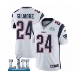 Men's Nike New England Patriots #24 Stephon Gilmore White Vapor Untouchable Limited Player Super Bowl LII NFL Jersey