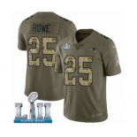 Men's Nike New England Patriots #25 Eric Rowe Limited Olive Camo 2017 Salute to Service Super Bowl LII NFL Jersey