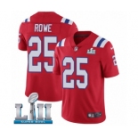 Men's Nike New England Patriots #25 Eric Rowe Red Alternate Vapor Untouchable Limited Player Super Bowl LII NFL Jersey