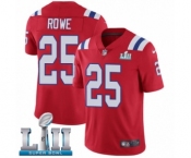 Men's Nike New England Patriots #25 Eric Rowe Red Alternate Vapor Untouchable Limited Player Super Bowl LII NFL Jersey