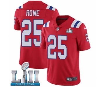 Men's Nike New England Patriots #25 Eric Rowe Red Alternate Vapor Untouchable Limited Player Super Bowl LII NFL Jersey