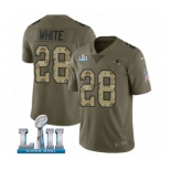 Men's Nike New England Patriots #28 James White Limited Olive Camo 2017 Salute to Service Super Bowl LII NFL Jersey