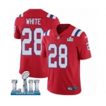 Men's Nike New England Patriots #28 James White Red Alternate Vapor Untouchable Limited Player Super Bowl LII NFL Jersey