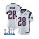 Men's Nike New England Patriots #28 James White Vapor Untouchable Limited Player Super Bowl LII NFL Jersey