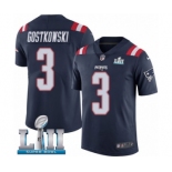 Men's Nike New England Patriots #3 Stephen Gostkowski Limited Navy Blue Rush Vapor Untouchable Super Bowl LII NFL Jersey