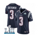 Men's Nike New England Patriots #3 Stephen Gostkowski Navy Blue Team Color Vapor Untouchable Limited Player Super Bowl LII NFL Jersey