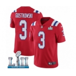 Men's Nike New England Patriots #3 Stephen Gostkowski Red Alternate Vapor Untouchable Limited Player Super Bowl LII NFL Jersey