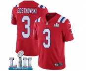 Men's Nike New England Patriots #3 Stephen Gostkowski Red Alternate Vapor Untouchable Limited Player Super Bowl LII NFL Jersey