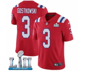 Men's Nike New England Patriots #3 Stephen Gostkowski Red Alternate Vapor Untouchable Limited Player Super Bowl LII NFL Jersey