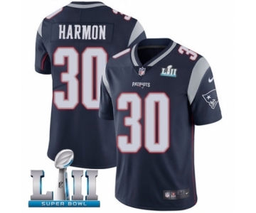 Men's Nike New England Patriots #30 Duron Harmon Navy Blue Team Color Vapor Untouchable Limited Player Super Bowl LII NFL Jersey