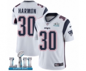 Men's Nike New England Patriots #30 Duron Harmon White Vapor Untouchable Limited Player Super Bowl LII NFL Jersey