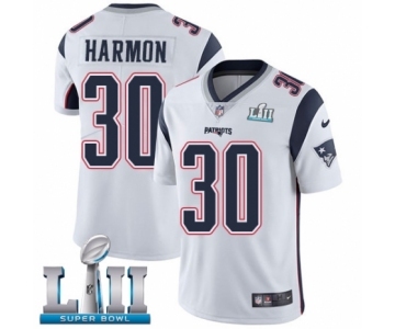 Men's Nike New England Patriots #30 Duron Harmon White Vapor Untouchable Limited Player Super Bowl LII NFL Jersey