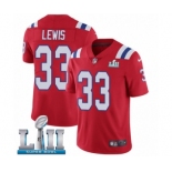 Men's Nike New England Patriots #33 Dion Lewis Red Alternate Vapor Untouchable Limited Player Super Bowl LII NFL Jersey